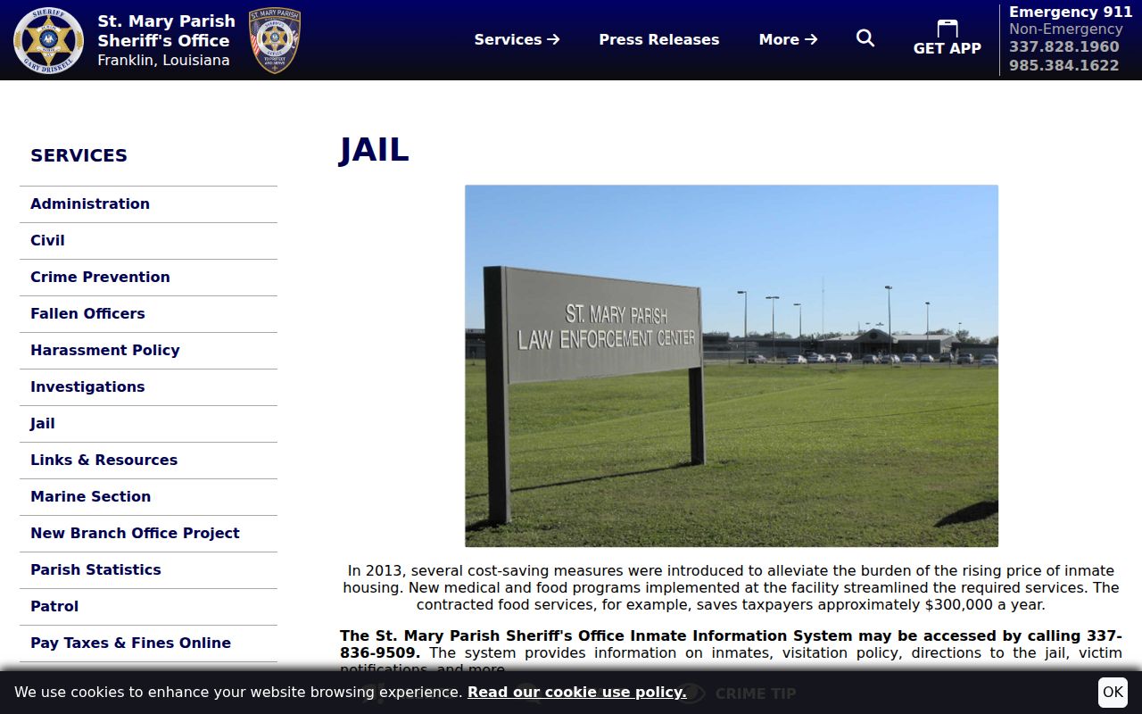 St. Mary Parish active warrants law enforcement center