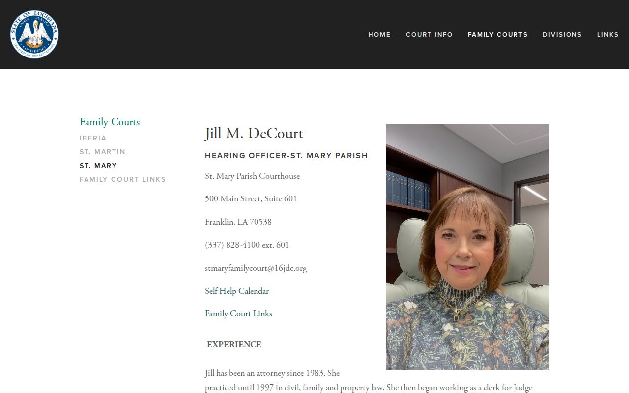 St. Mary Parish bench warrant family court contact block